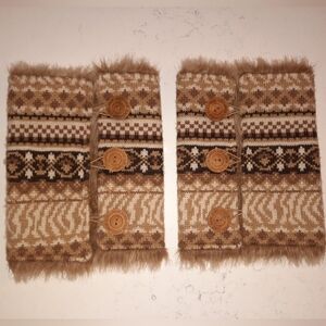 Muk Luks Brown, Camel & Cream Knit Button Boot Cuffs Reversible EUC